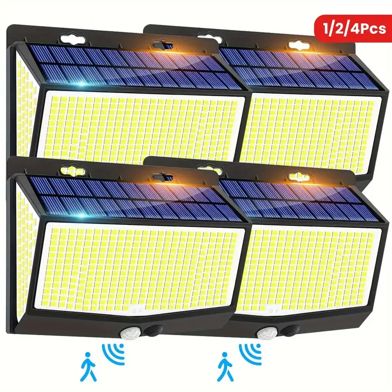

1/2/4Pcs 468LED Solar Wall Lights Outdoor PIR Motion Sensor Solar Sunlight Street Light 3 Modes for Yard Garden Patio Decoration