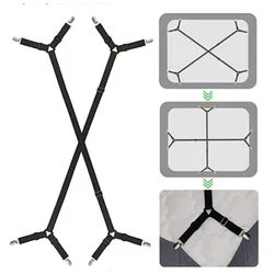 2Pcs Adjustable Elastic Suspenders Gripper Holder Straps Clip for Bed Sheets Mattress Covers Sofa Cushion Elastic Band Belt