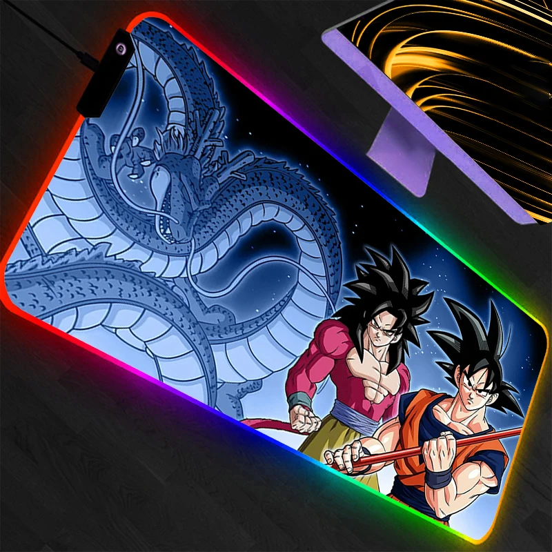 

Large Mouse Pad Dragon Ball DBZ RGB Laptop Pc Gamer Keyboard Mat XXL Mousepad LED Edge White Backlight Rubber Table Mat