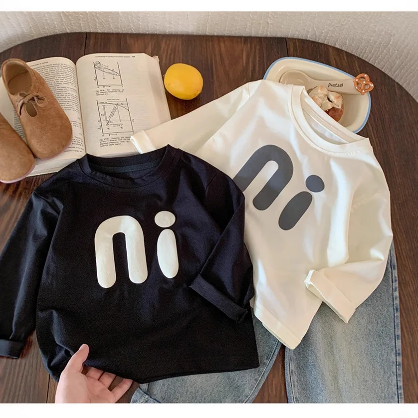 New Autumn Baby Clothes Boy Girl Letter Long Sleeve T-shirt Cotton Children Bottoming Shirt Loose Kid Casual Tops Toddler Tees