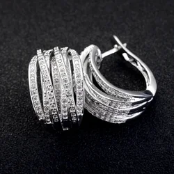 CAOSHI Fashion Female Silver Color Hoop Earrings with Brilliant Zirconia Women Daily Wearable Jewelry Trendy Lady Accessories