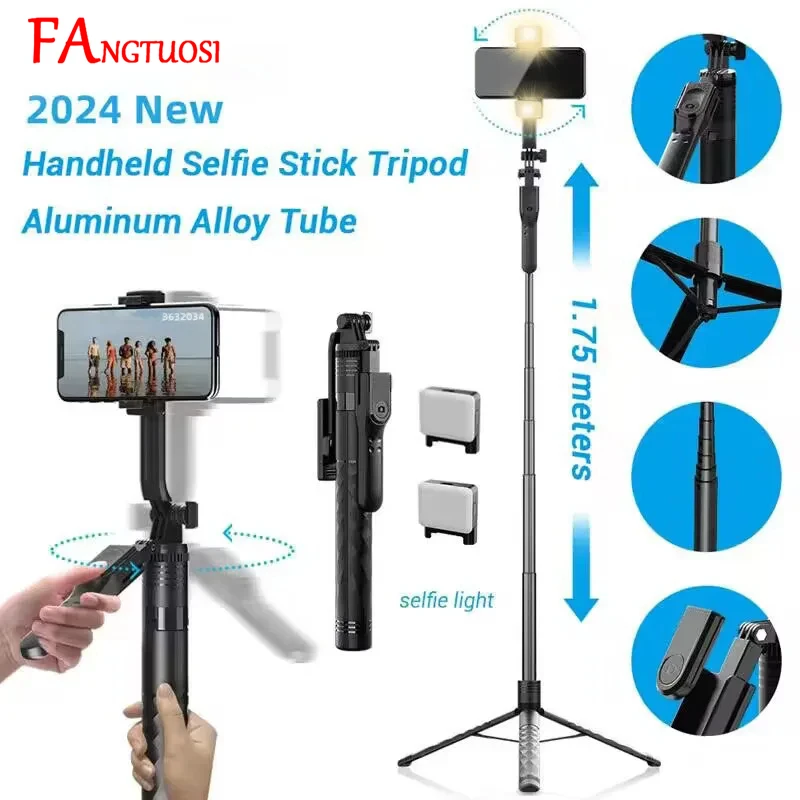 FANGTUOSI 2024 New Wireless Selfie Stick Tripod Foldable Stand For Gopro Action Cameras Smartphones Balance Steady Shooting Live