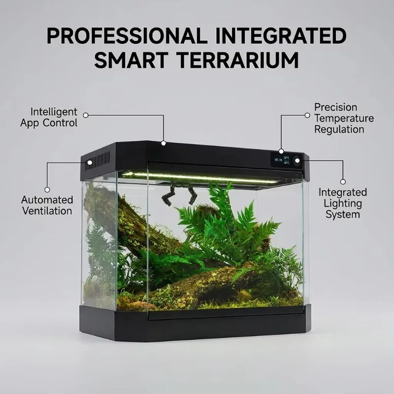 Smart Integrated Reptile Terrarium Automated Climate Tank with Variable Heat Control Water Spray for Lizard Snake Gecko Turtle