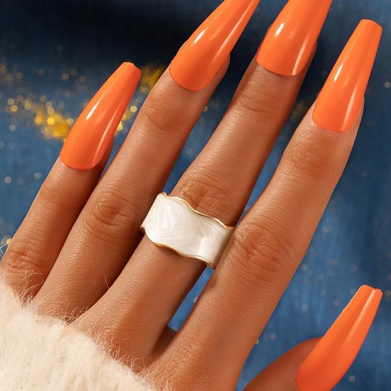 1pc Vintage White Enamel Metal Irregular Shape Geometric Open Adjustable Ring for Women Girl Fashion Jewelry Birthday Gifts