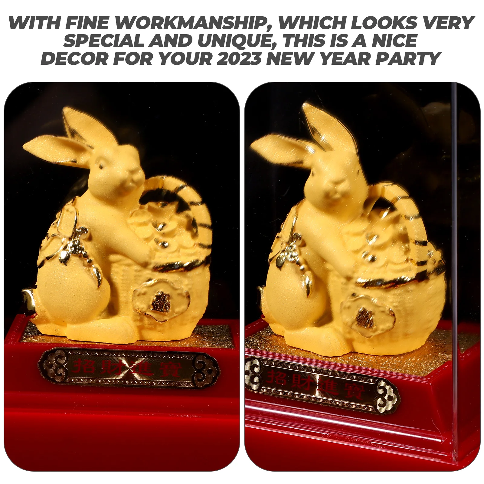 

Golden Rabbit Statue New Year Decor Desktop Office Bar Counter Restaurant Shop Window Decoration Zodiac Bunny Figurine