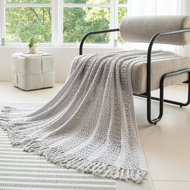 Nordic Ins Acrylic Knit Shawl Blanket Geometric Cable Nap Office Sofa Throw Winter