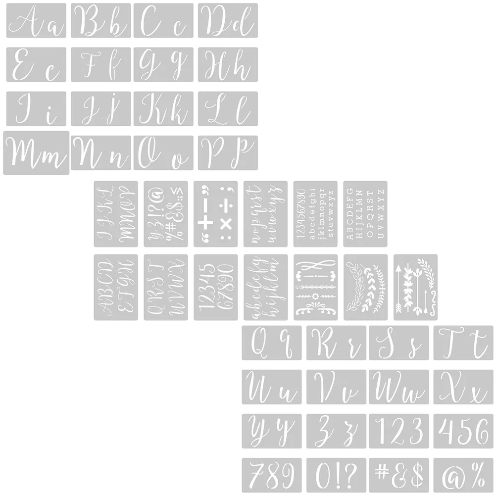 

45pcs Graffiti Wall Stencils Templates for DIY Crafts Plastic Drawing Hollow Out Spray Pet Alphabet Letters Art Projects
