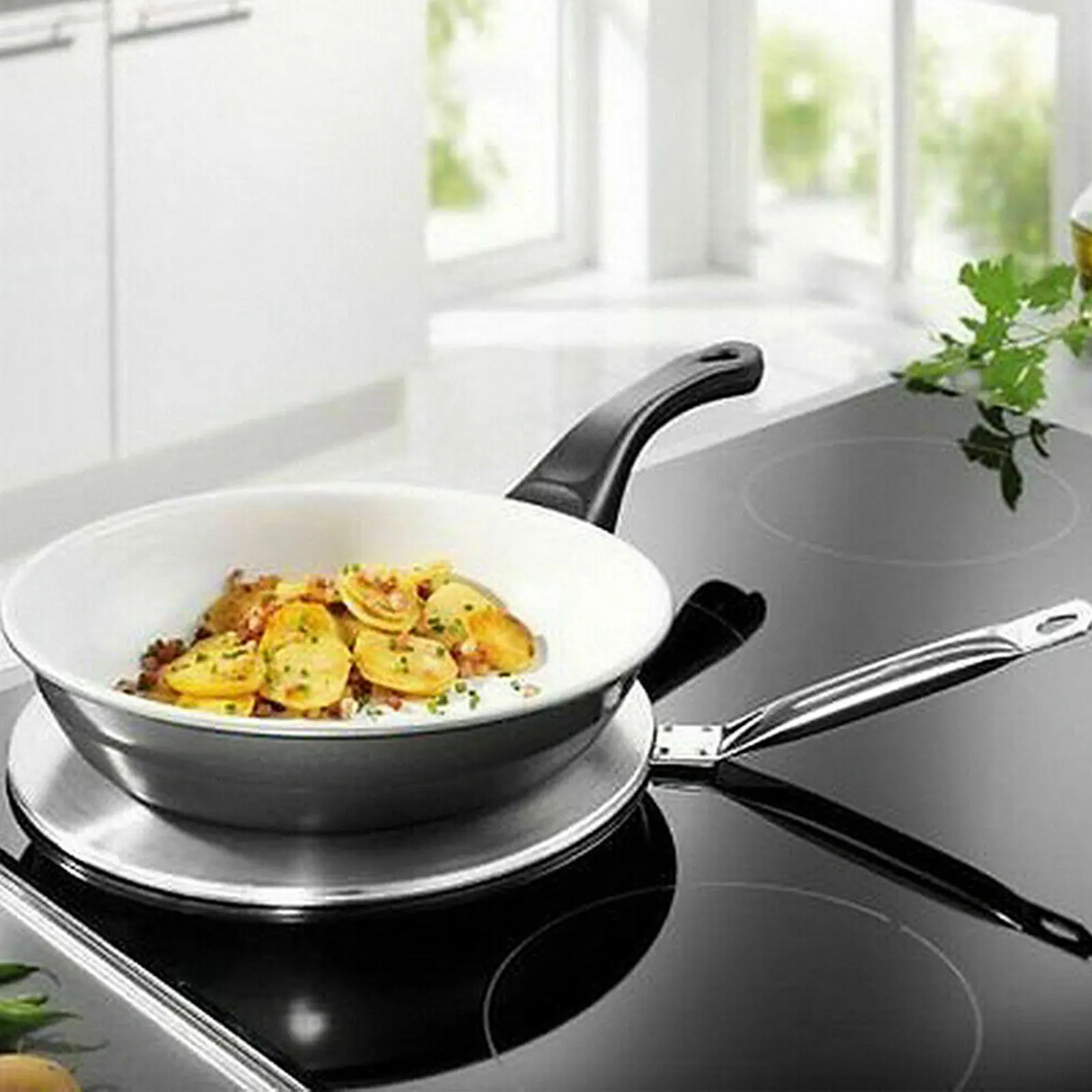 Flame Guard Induction Hob Pans with Durable Stainless Handle Converter Suitable for Gas Stove Glass Cooktop