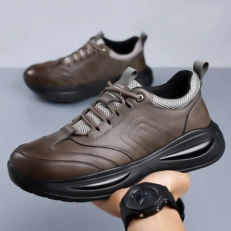 

Men's Shoes 2025 Autumn Sports And Leisure Shoes Men's Thick Soled Trendy Dad shoes Low Top Lace Up Leather Shoes Size 38-44