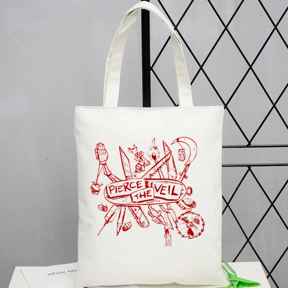 Pierce the Veil tote bag canvas  foldable personnalisable bolsas de tela torba na zakupy woman