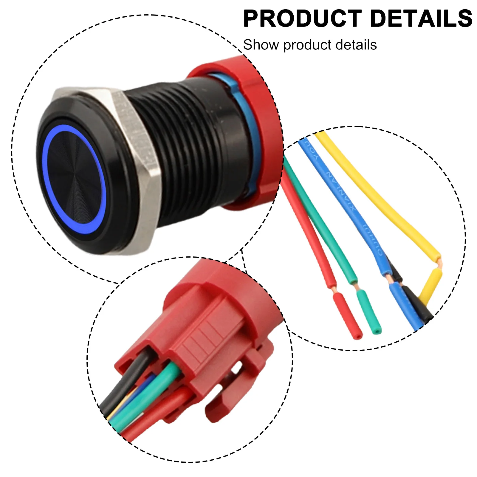 1pcs Metal Latching Push Button Switch 16mm Waterproof With LED Light Self-Locking/Rese With Power Mark 12V