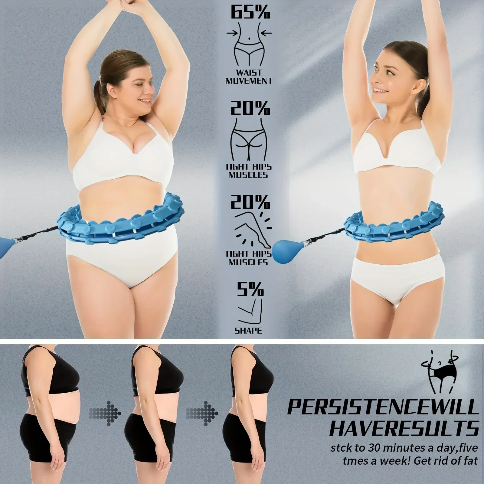 موديل جديد 2025 بحلقة لا نهائية مقاس 63 بوصة/160 سم، مناسبة لفقدان الوزن للبالغين، مقاس كبير جدًا، مع سلاسل قابلة للفصل 30-32 و #4