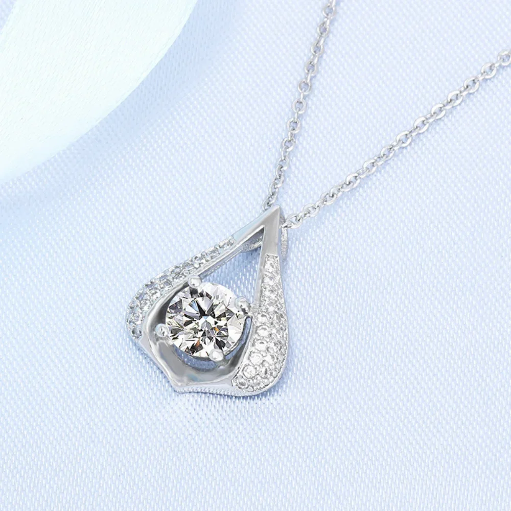 

925 Sterling Silver Smart Water Drop Heart Set Zircon Necklace Pendant Birthday Anniversary Party Gift