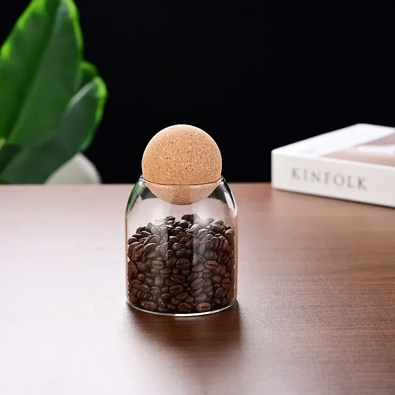 Cork Stopper Glass Sealed Jar Coffee Beans Dried Fruit Storage Box Kitchen Food Multigrain Storage Jar Creative Cork Tea Jar