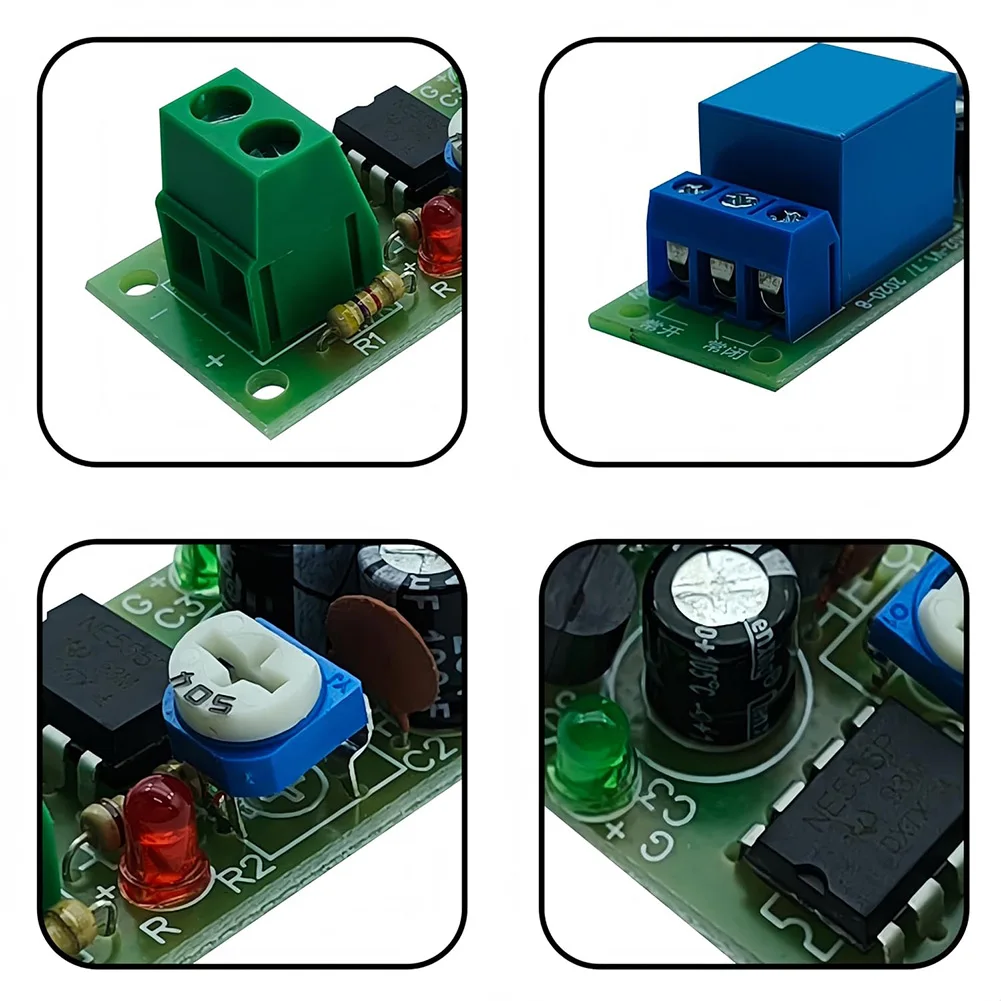 2Pack DC12V NE555 Delay Off On Timer Module Adjustable 0-60 Seconds Relay Switch Board For Home Garden Electrical Control
