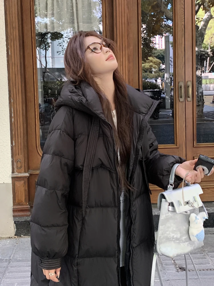 

Bla Long Puffer Jaet Women's Winter Thiened Super Cute Coat Korean Sle Straight Cut Cotton Polyester Zipper Handbag