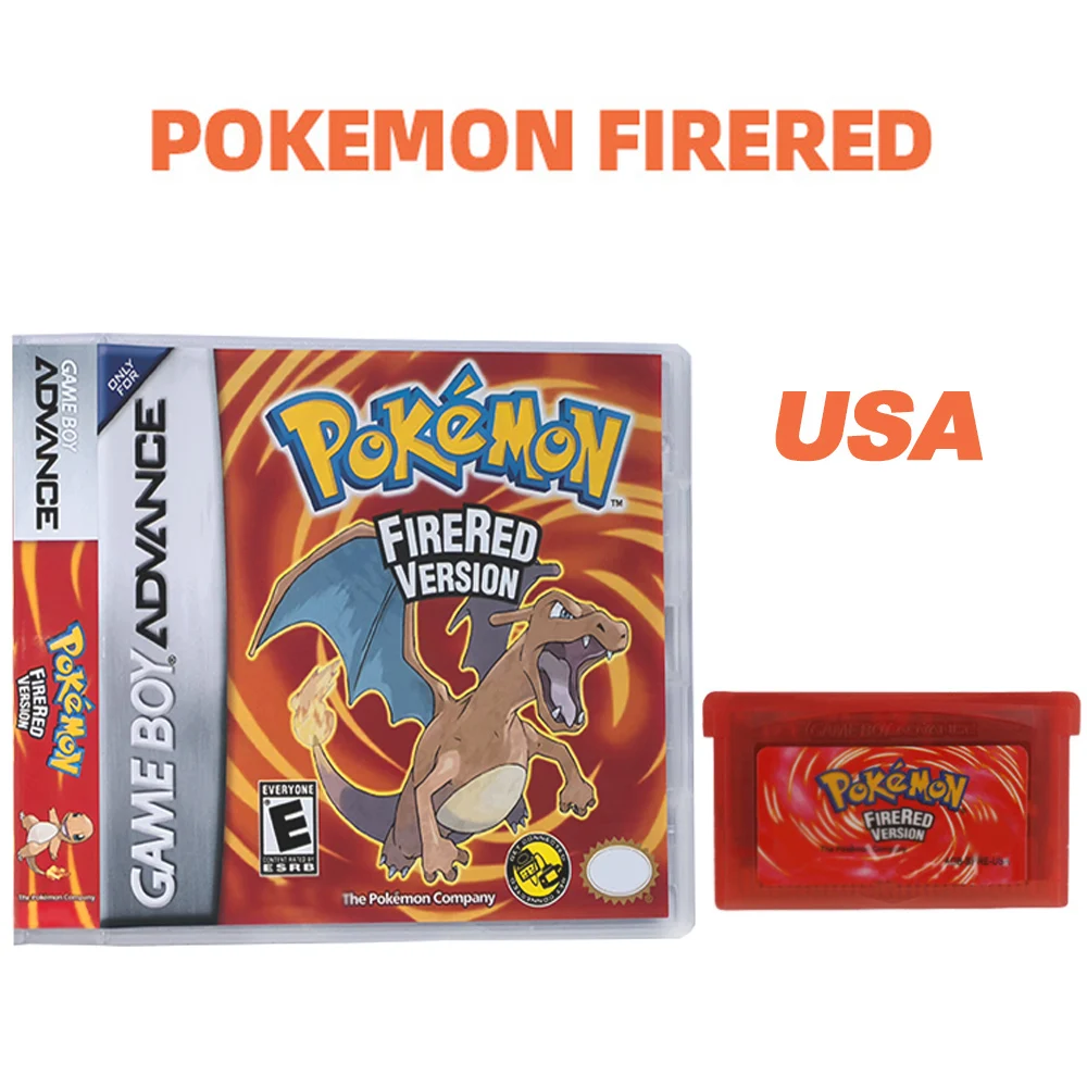NEW Pokemon Series Emerald FireRed Leafgreen Ruby Sapphire 5 Versions GBA Game in Box for 32 Bit Video Game Cartridge No Manual