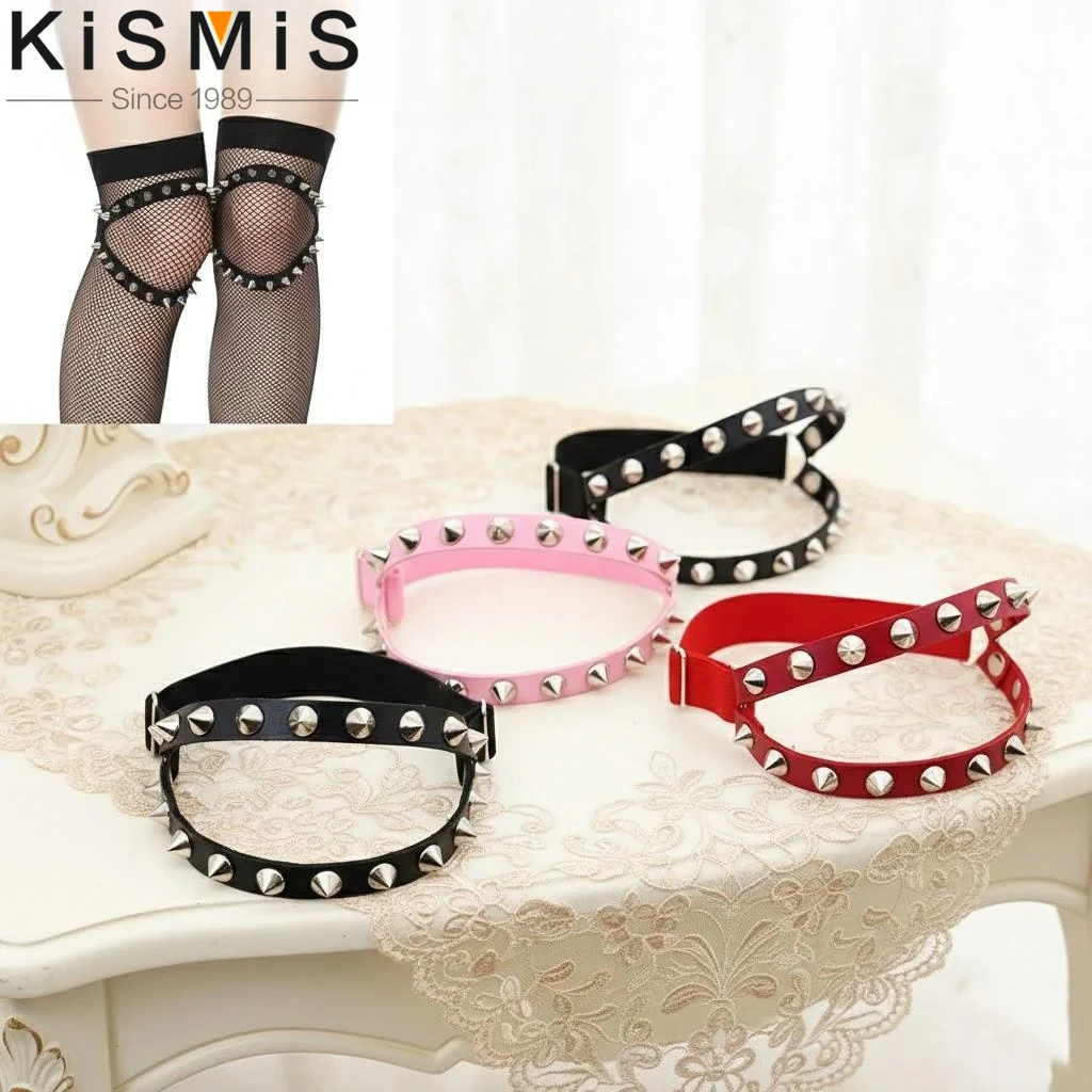 1PC Punk Hip Hop Leather Double Row Rivet Garter Belt Sexy Decorative Thigh Ring Body Chain