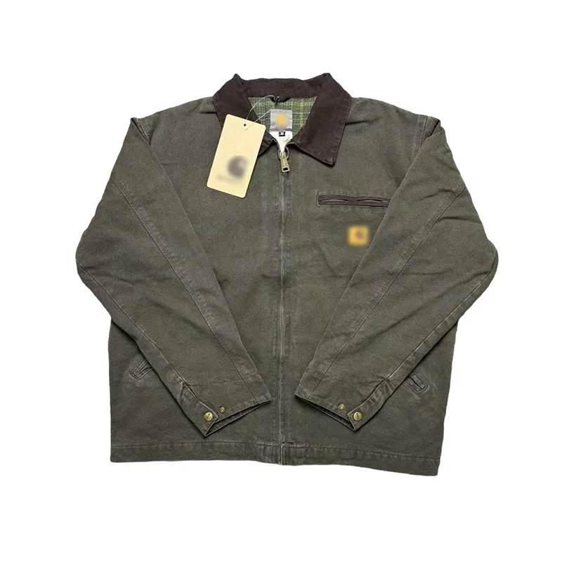 American Washed Button-Down Workwear, Retro Solid-Color Jacket, Canvas, Men's and Women's Fall/Winter Style Coat