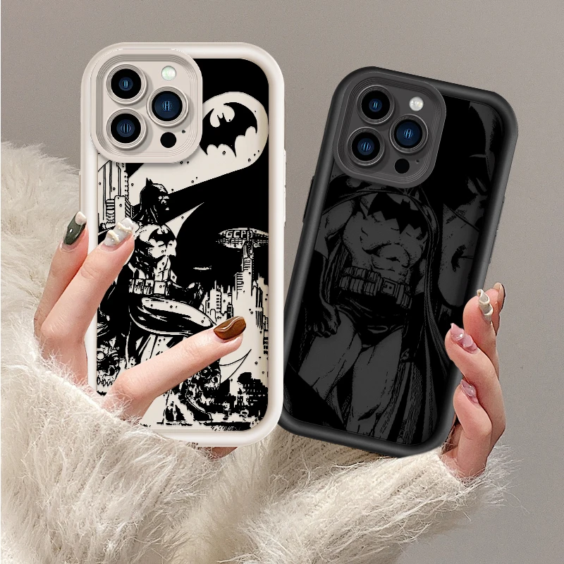 Black and white comics Batman For iPhone 15 14 13 12 11 Pro Max XS X XR 7 8 Plus 6S 5S Silicon Eye Ladder Phone Case