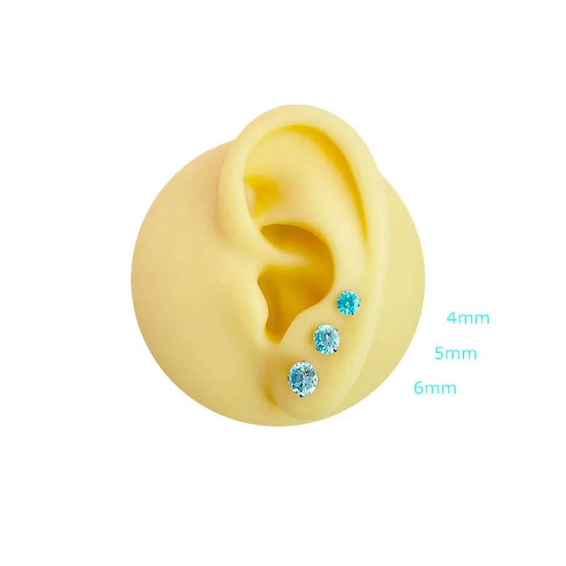 F136 Titanium Alloy 0.8mm Thin Needle Zirconia Earrings, Casual and Minimalist Butterfly Clasp Ear Studs for Helix Piercing