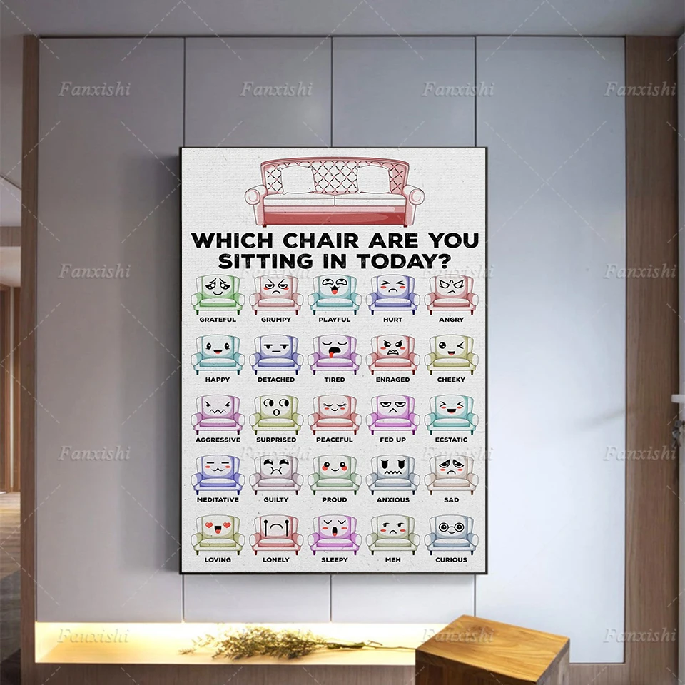 Print Canvas Poster Which Chair Are You Sitting In Today Mood Emotions Self Help Chair Feelings Mental Health Therapy Counseling