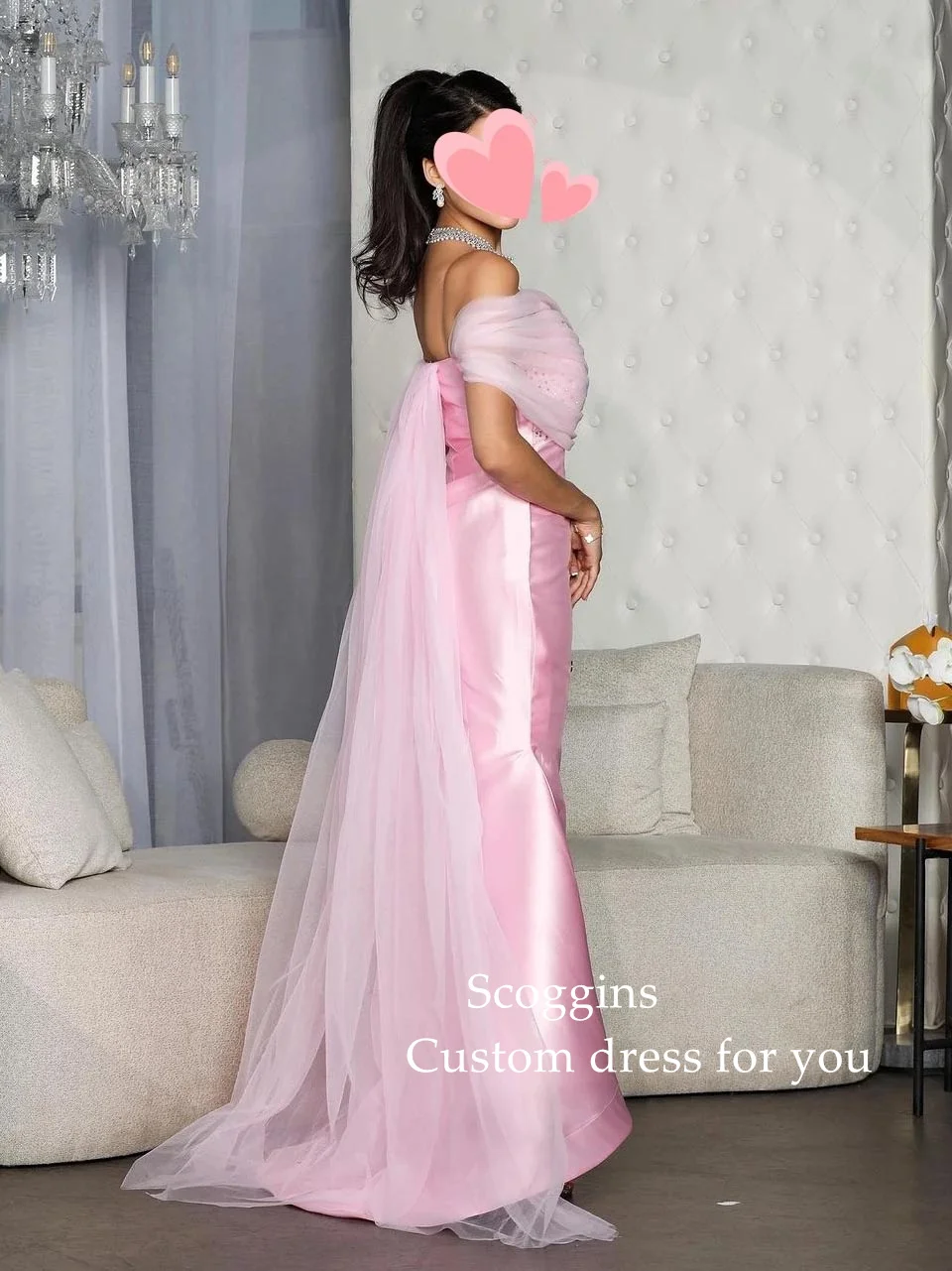 Scoggins Robes Bal De Promo Wedding Dress Sweet Pink Mermaid Beading Boat Neck Customize Formal Occasion Prom Dress Evening Part