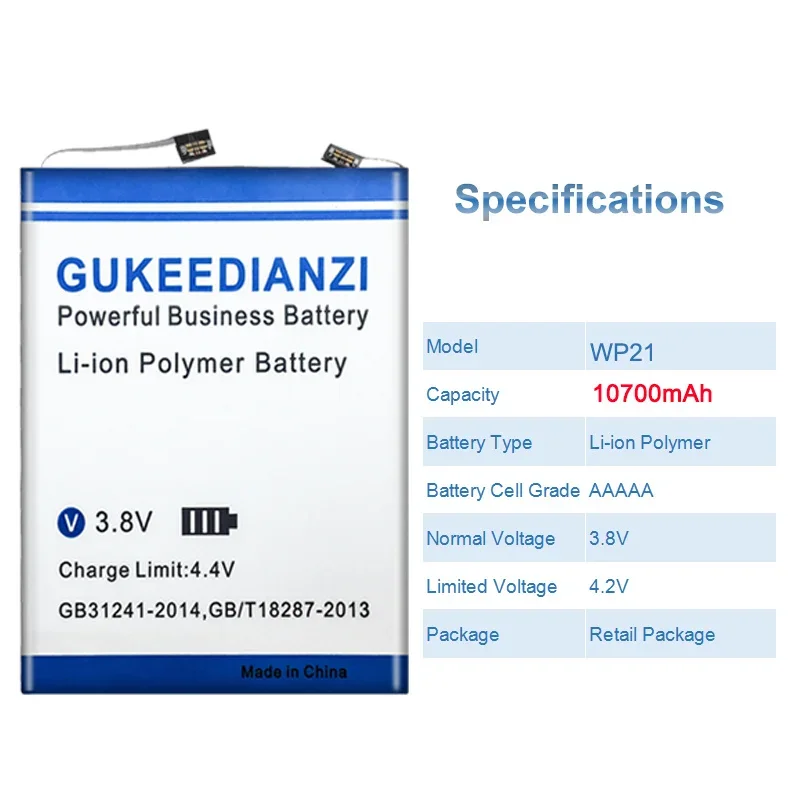 High Capacity GUKEEDIANZI Battery S105 10700mAh for Oukitel WP21