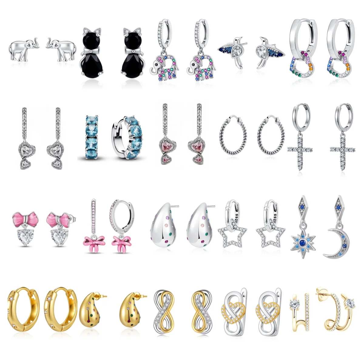 

Новинка 2025, серьги с цветным слоном из серебра 925 пробы, черного кота, подходят для женских украшений, подарок на день рождения для влюбленных, ювелирные изделия