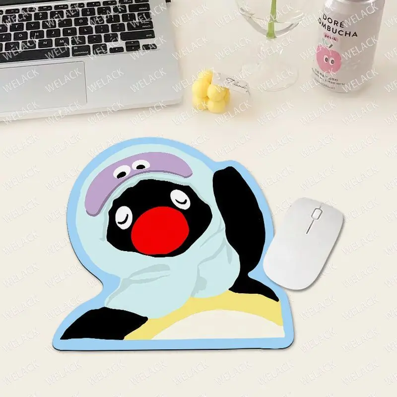 Kawaii Irregular Pingu Penguin Small Mouse Pad, Pretty Anti-Slip Rubber Desk Mat, Cute Cartoon Mousepad for Office Laptop Deskto