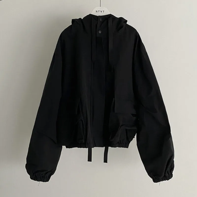 IEFB Neue Stil Mit Kapuze Jacke Frühling Lose Trend Cargo Jacken Zipper Einfarbig Mode Flut 2023 Casual männer Kleidung 9A7586