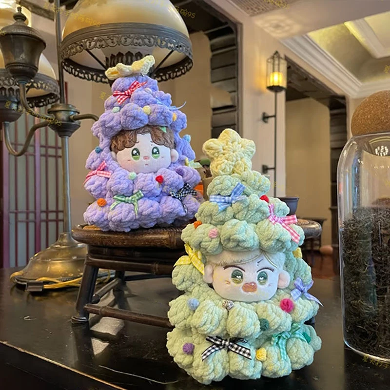 

Knitted Crochet Christmas Tree Doll Clothes For Labubu 10cm Doll Hand Woven DIY Material Bag Ornament Pendant Christmas Gifts