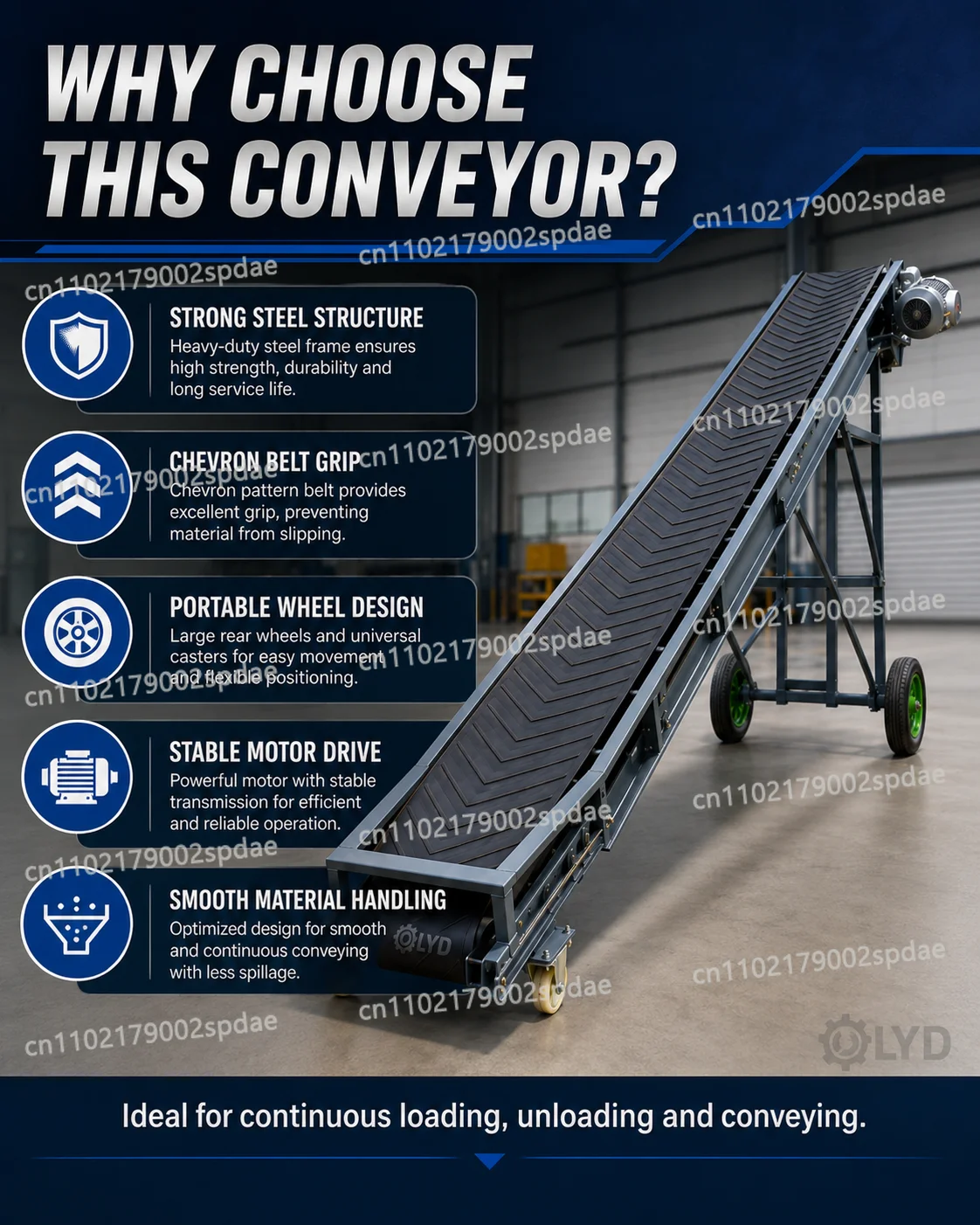 Mobile Inclined Heavy Duty Rubber Belt Conveyor For Warehouse Loading Sand Gravel Aggregate Transportation