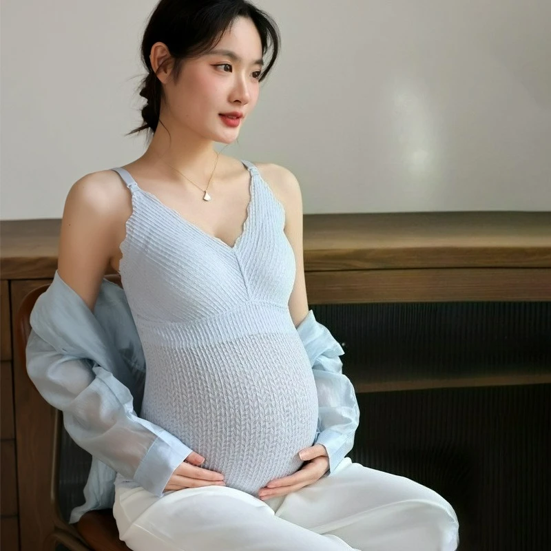 

Maternity Nursing Tank Top – Summer Thin Camisole for Breastfeeding Wearable Without Bra Postpartum Anti-Exposure Vest
