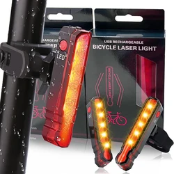 Waterproof 5 LED Bike Taillight USB Rear Bicycle Lamp 3 Modes Built-in Battery Safety Warning MTB Night Riding Lamp