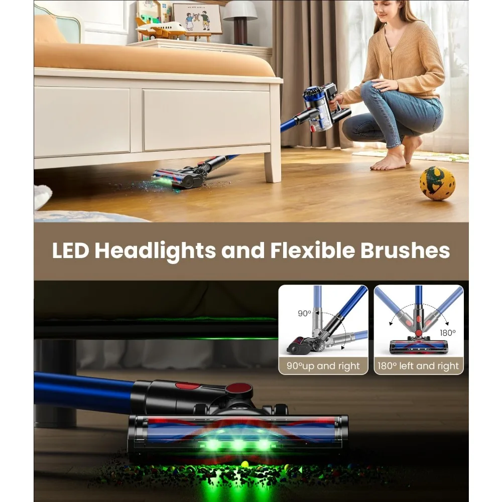 

18V Cordless Hand Vacuum with Motorized Brush Attachment, Lightweight Portable Cleaner for Home and Car Use, No Cord