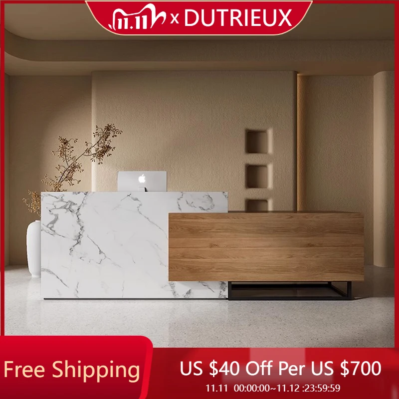 

Counter Luxury Reception Desks Design Wood Modern Light Luxury Reception Desks High Quality Front Desk Bureau Office Furniture