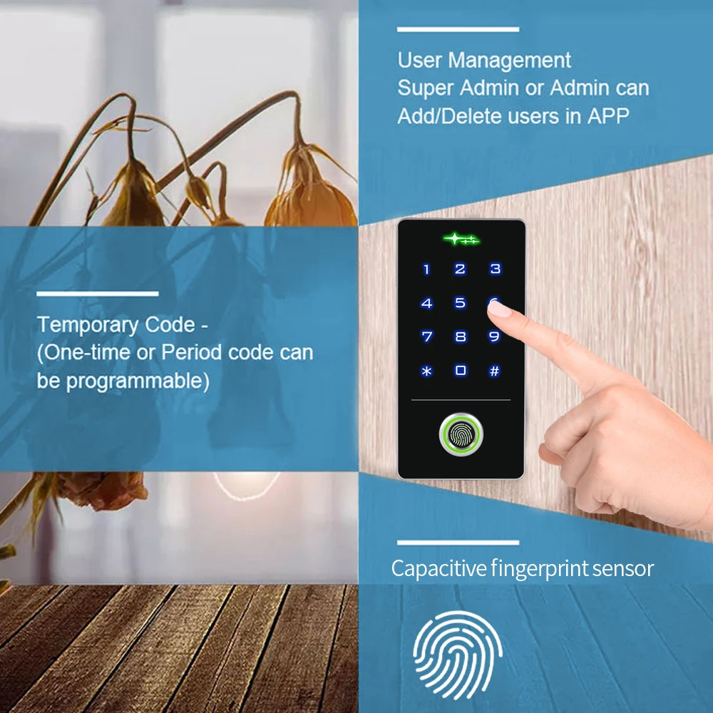 IP68 Support Tuya App Access Control Keypad Fingerprint Smart Home Security Protection Digital Eletric RFID Door Lock System