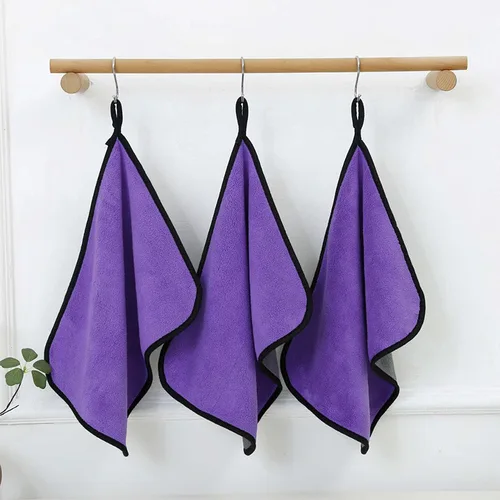 Imagen 1 del producto Toalla de limpieza de microfibra púrpura, 500GSM, ropa para lavado de coches, paño de vidrio suave, cuidado de detalles de automóviles, trapos de secado y lavado, 30x60cm