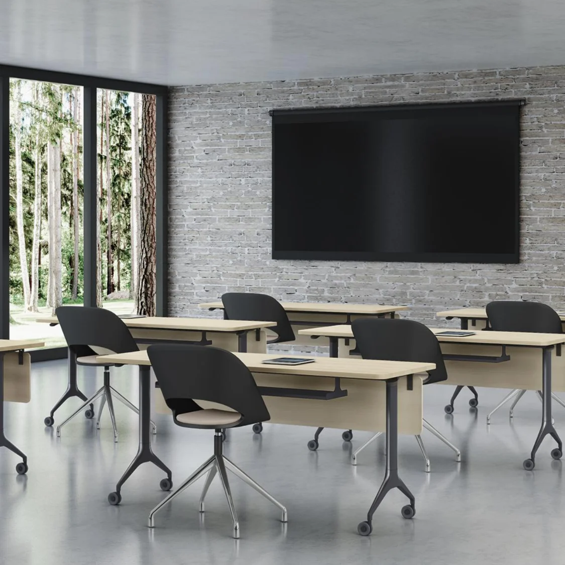 Fashionable Movable Aluminum Foldable Desk with Locking Wheels and Flip Top Shelf for Conference Training Rooms Meeting Table