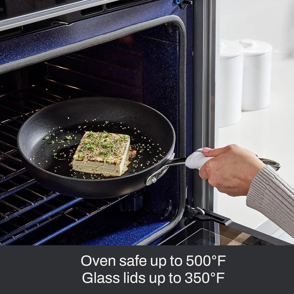 13-Piece HA1 ExHard Anodized Nonstick Cookware Set - Pots and Pans, Dishwasher and Oven Safe, Compatible with All Stovetops, Bla