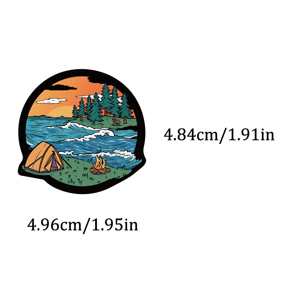 50/100 قطعة الكرتون متعة الرجعية التخييم ملصق جبل عميق النار خيمة على الطرق الوعرة مركبة فن الديكور زجاجة ماء الغيتار الهاتف