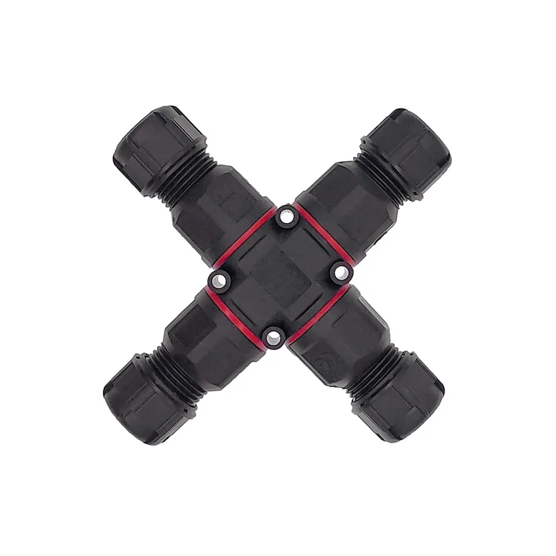4 Way Led Industrial Electrical Waterproof X-Connector 3PIN/4PIN IP68 L20 Four-way Cable Cross Shape Outdoor Connectors image 4