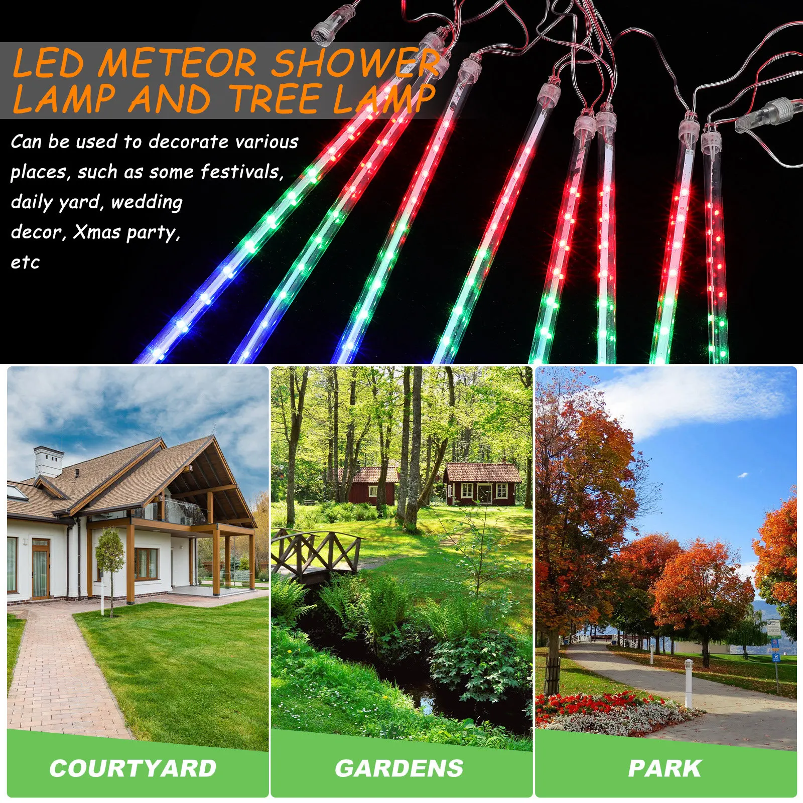 LED Meteor Shower Lights Yard  - Xmas Outdoor Lighting Decorations review and price