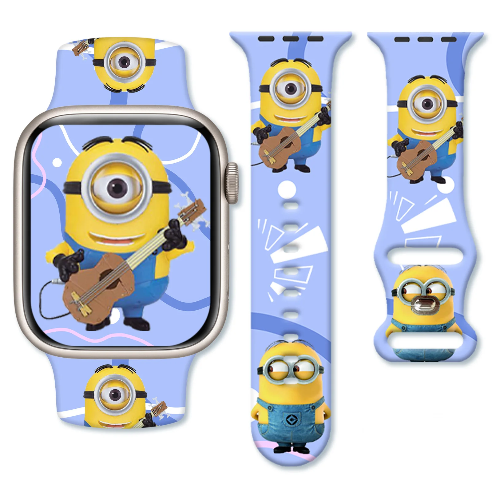 

MINISO Minions printed Strap for Apple Watch 11 10 9 Silicone Band Replaceable Bracelet for iWatch 46mm 44mm 42mm 41mm Watchband