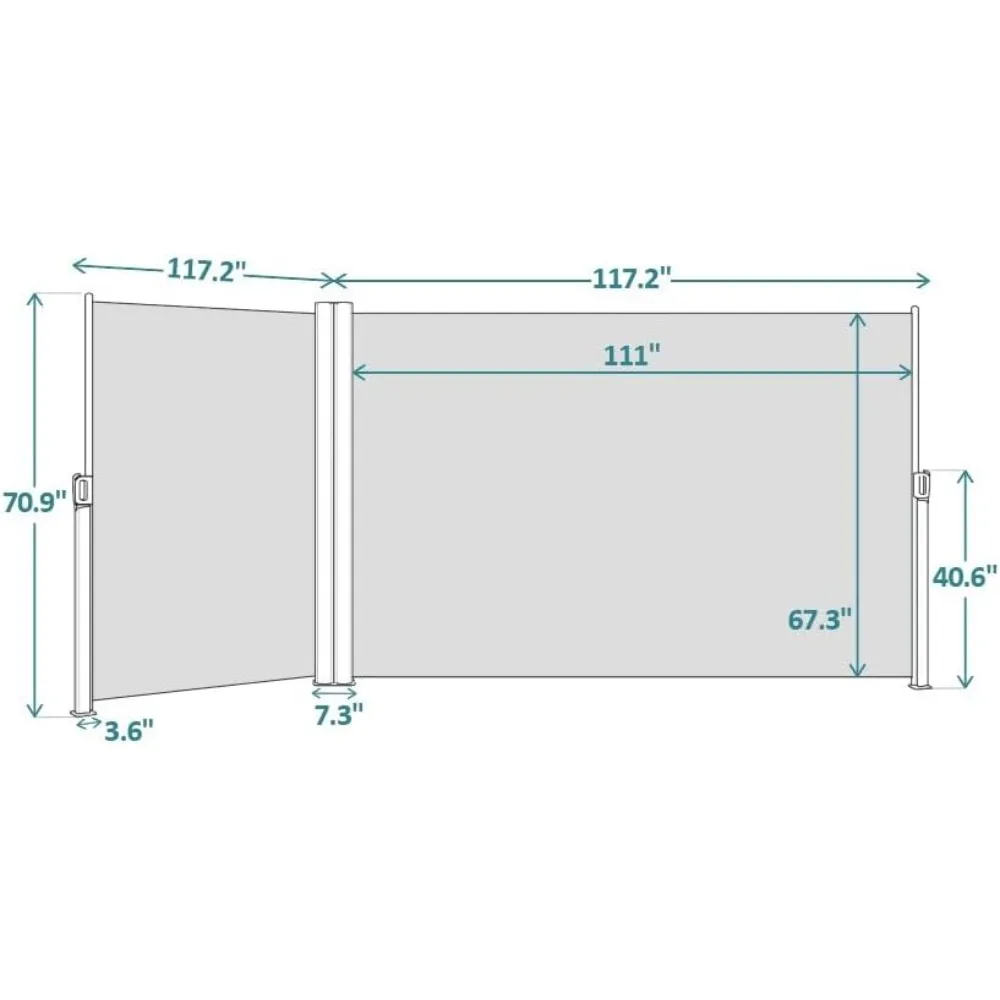 236''x 71'' Patio Retractable Side Awning, Fully Assembled Waterproof Aluminum Sunshade Privacy Screen for Garden, Balcony Pools