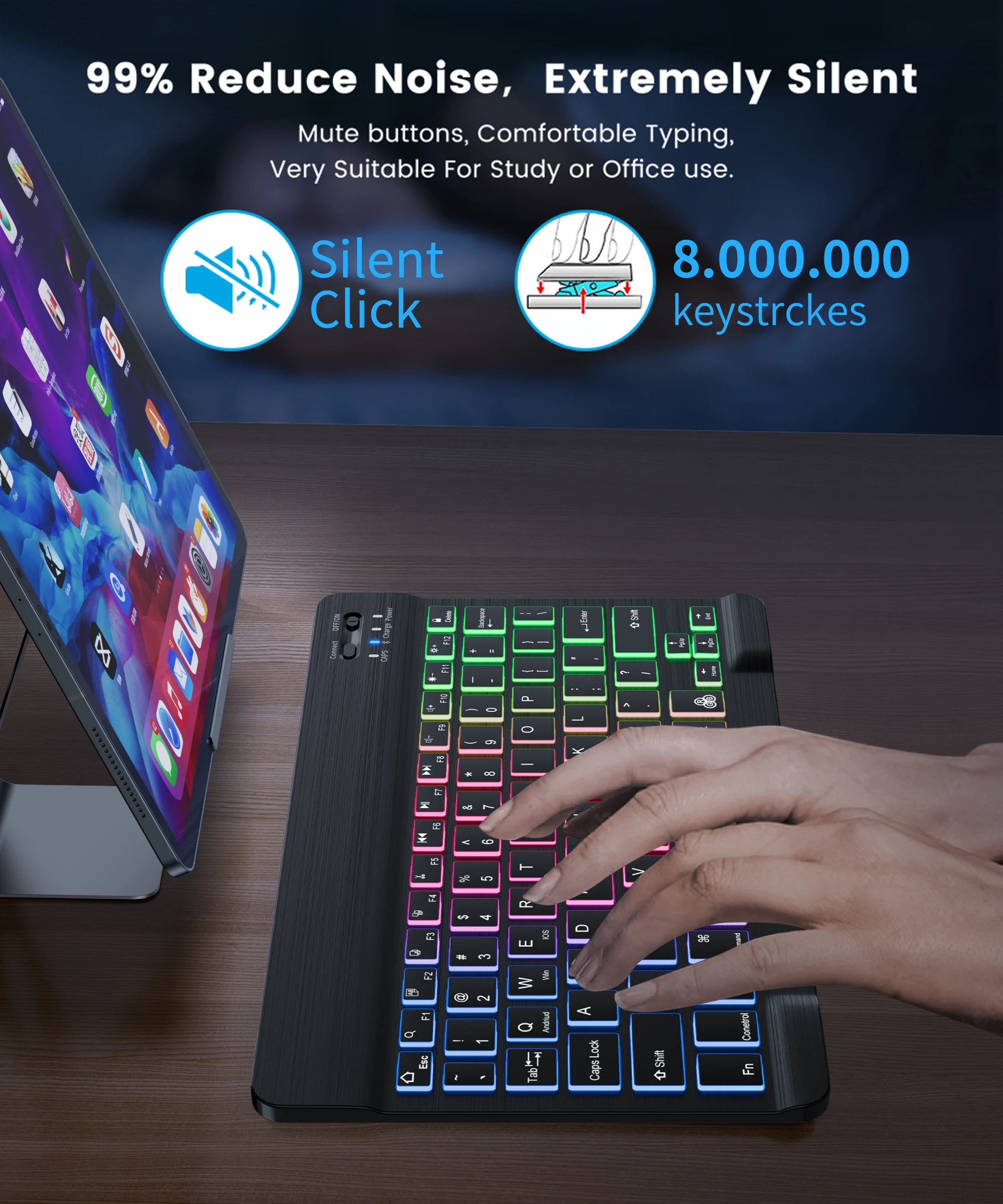 Ipad Keyboard Bluetooth Wireless Keyboard for Tablet Mini Backlit Keyboard in Russian for Ipad Pro 12 9 Air 4 IOS Android Phone