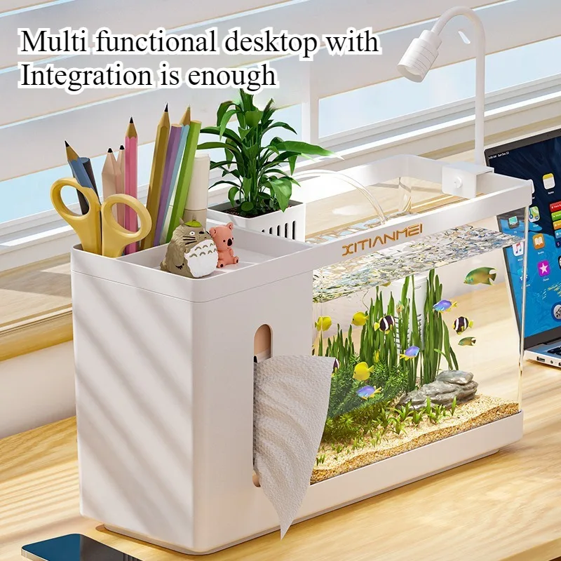 Household tissue box fish tank desktop high definition ecological aquarium office transparent lazy water-free landscaping fish