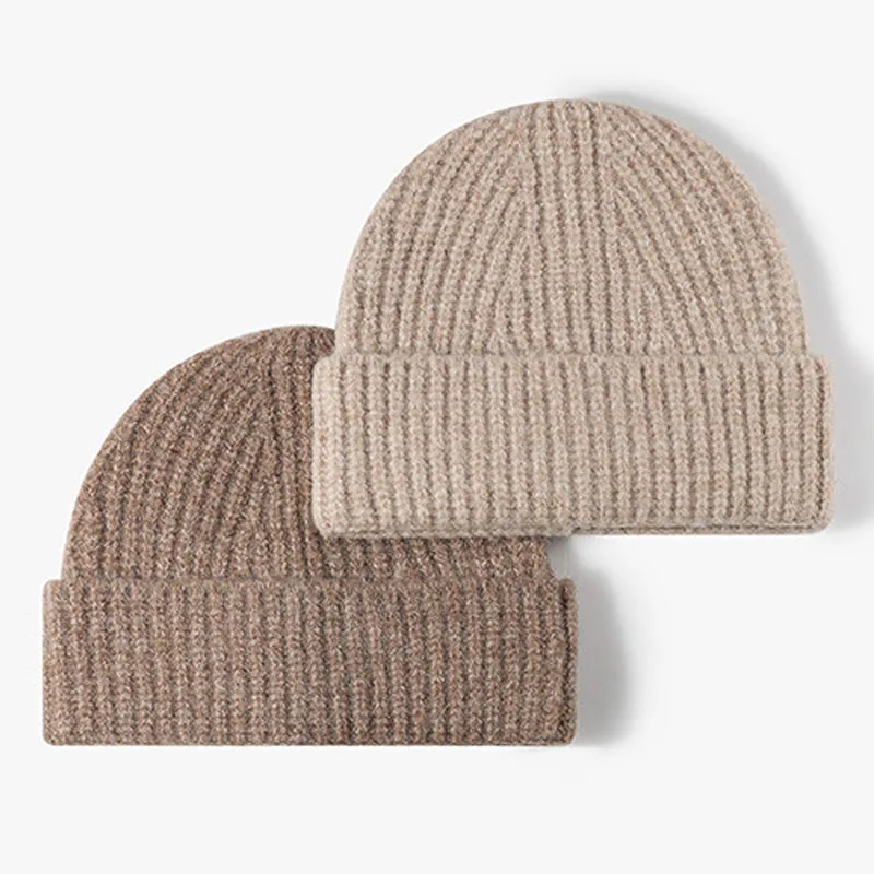 

Шапки унисекс для женщин и мужчин, осенне-зимняя шапка, вязаная однотонная утолщенная теплая шапка