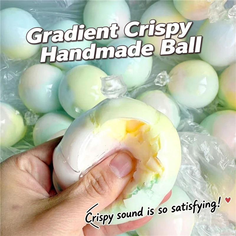Gradient Macaron Wax Shell Squeeze Ball Crunch ASMR Sensory Fidget Toy Anxiety Relief Desktop Vent Decompression Gift for Adults
